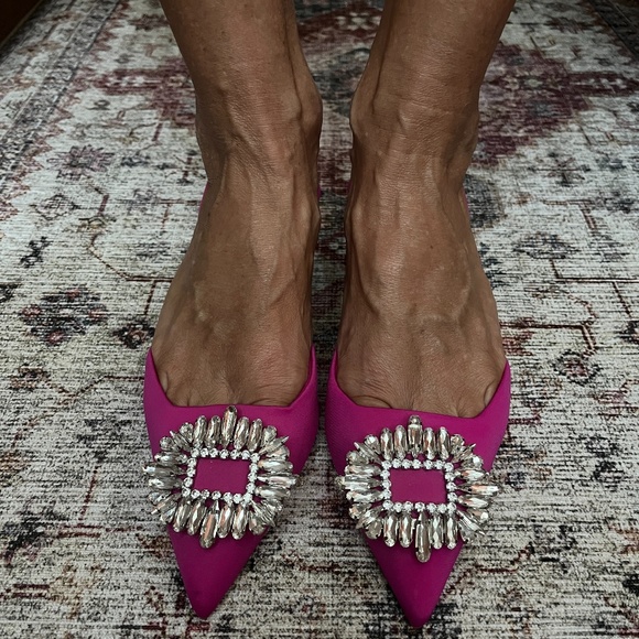 Zara Shoes Zara Shimmery Slingback Heels Poshmark